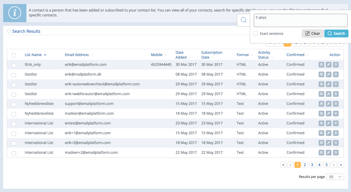 A screenshot from the interface of MarketingPlatform, picturing the instructions for Searching for Profiles.