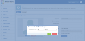 A screenshot from the interface of MarketingPlatform picturing the instructions for using My account.