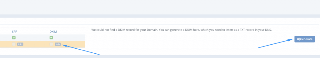 A screenshot from the interface of MarketingPlatform, picturing the instructions for setting up SPF/DKIM.