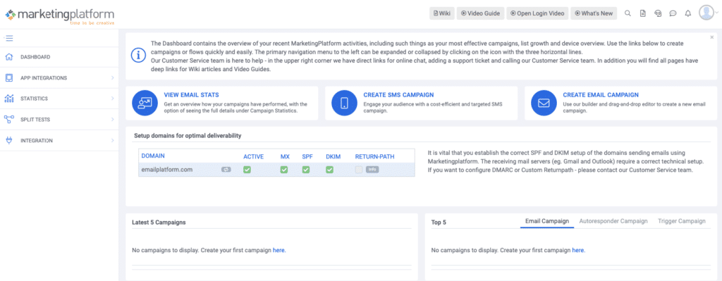 A screenshot from the interface of MarketingPlatform picturing the instructions for using User Accounts.