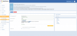 A screenshot from the interface of MarketingPlatform, picturing the instructions to Insert Data Fields in SMS.