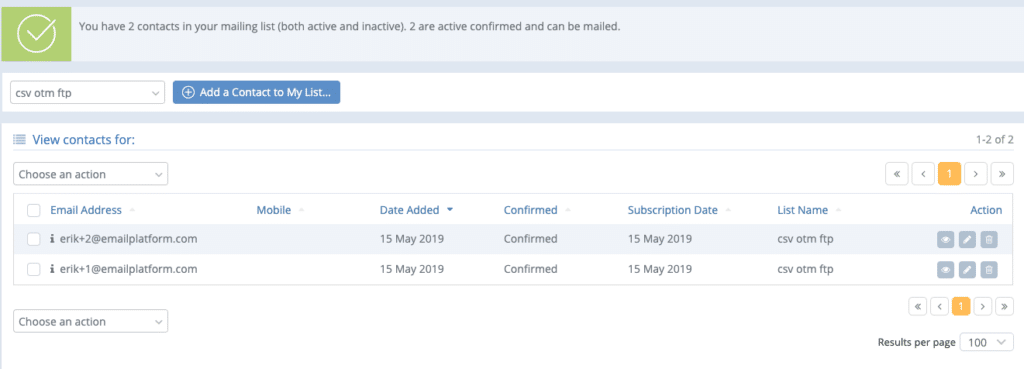 A screenshot from the interface of MarketingPlatform picturing the instructions for using One-to-Many CSV integration via FTP.