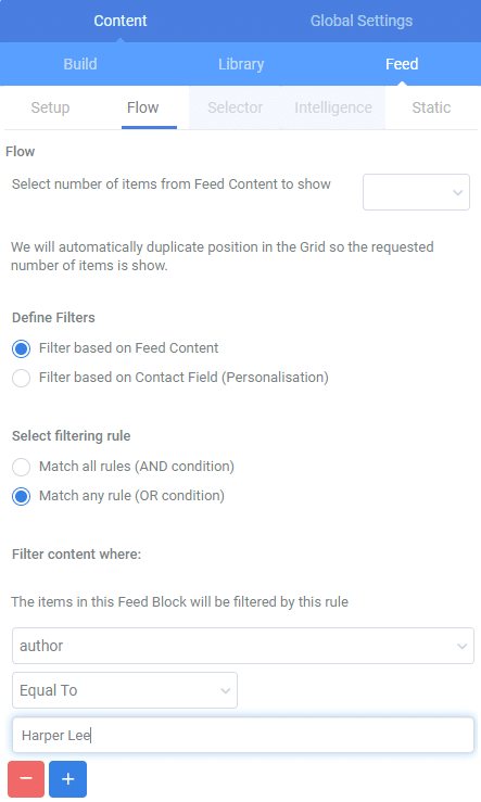 A screenshot from the interface of MarketingPlatform picturing the instructions for using feeds in email campaigns.