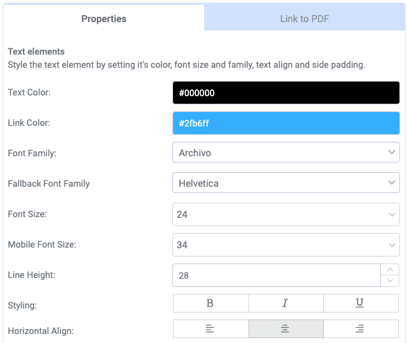 A screenshot from the interface of MarketingPlatform, picturing the instructions for choosing Fonts in Email Campaigns.