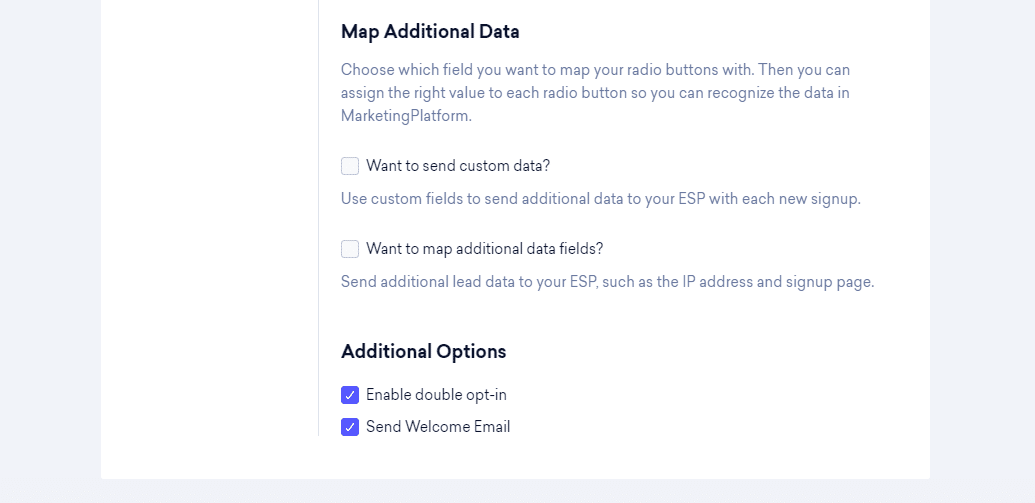 A screenshot from the interface of Sleeknote, picturing the instructions to Integrate Sleeknote with MarketingPlatform.