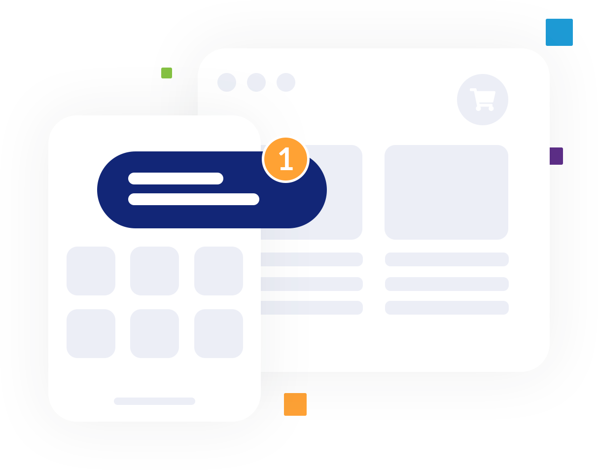 A graphic illustration of using the web and apps channels for omnichannel marketing purposes within MarketingPlatform.