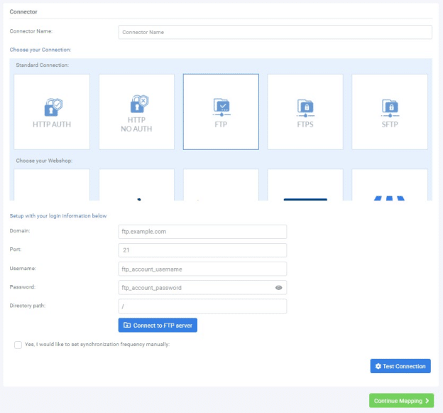 A screenshot from the interface of MarketingPlatform picturing the instructions for using a One-to-Many JSON integration via FTP.