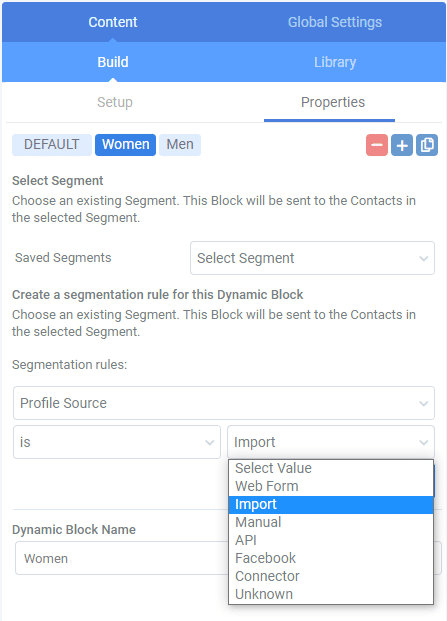 A screenshot from the interface of MarketingPlatform picturing the instructions for using Dynamic Content in Email Campaigns.