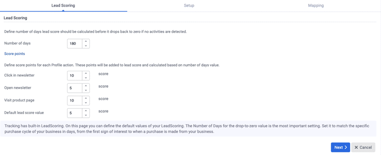 A screenshot from the interface of MarketingPlatform picturing the instructions for setting up tracking.